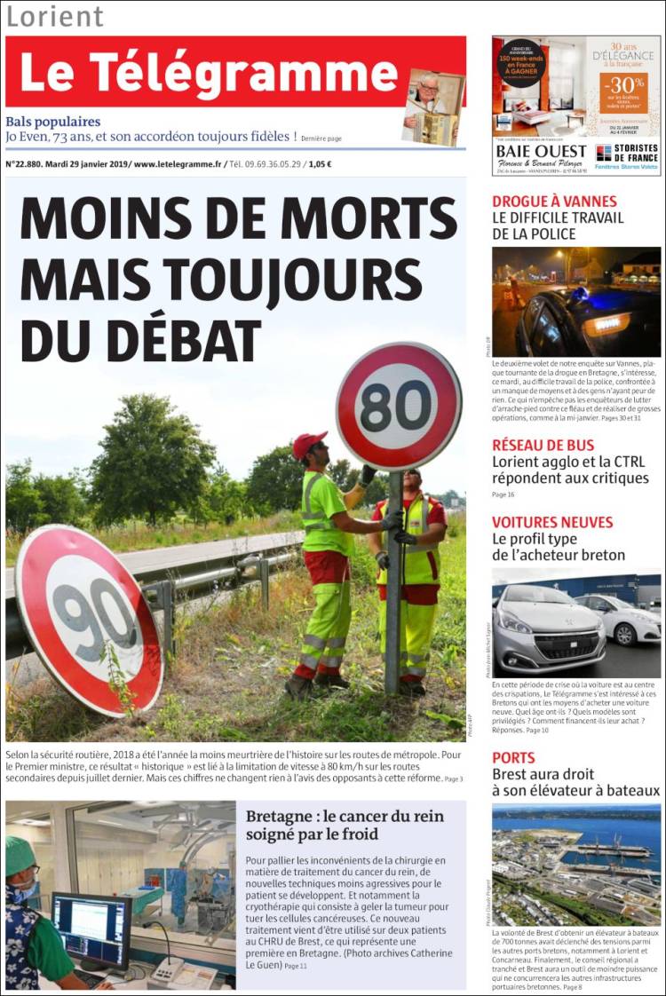 Portada de Télégramme (Francia)