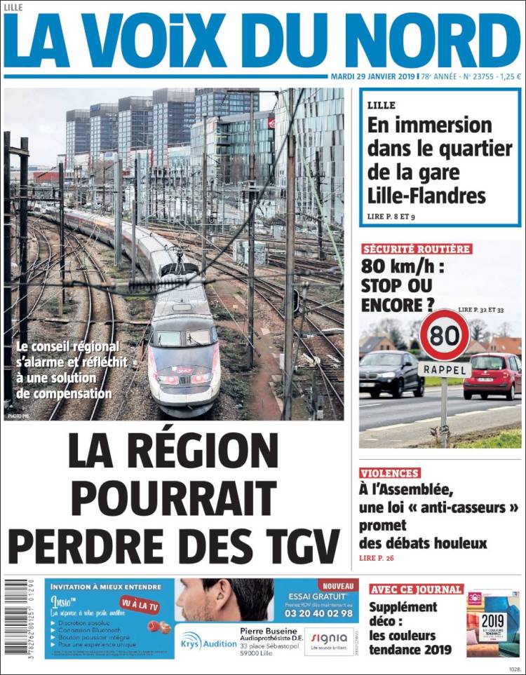 Portada de La Voix du Nord (Francia)