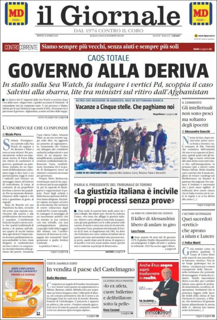Portada de il Giornale (Italia)