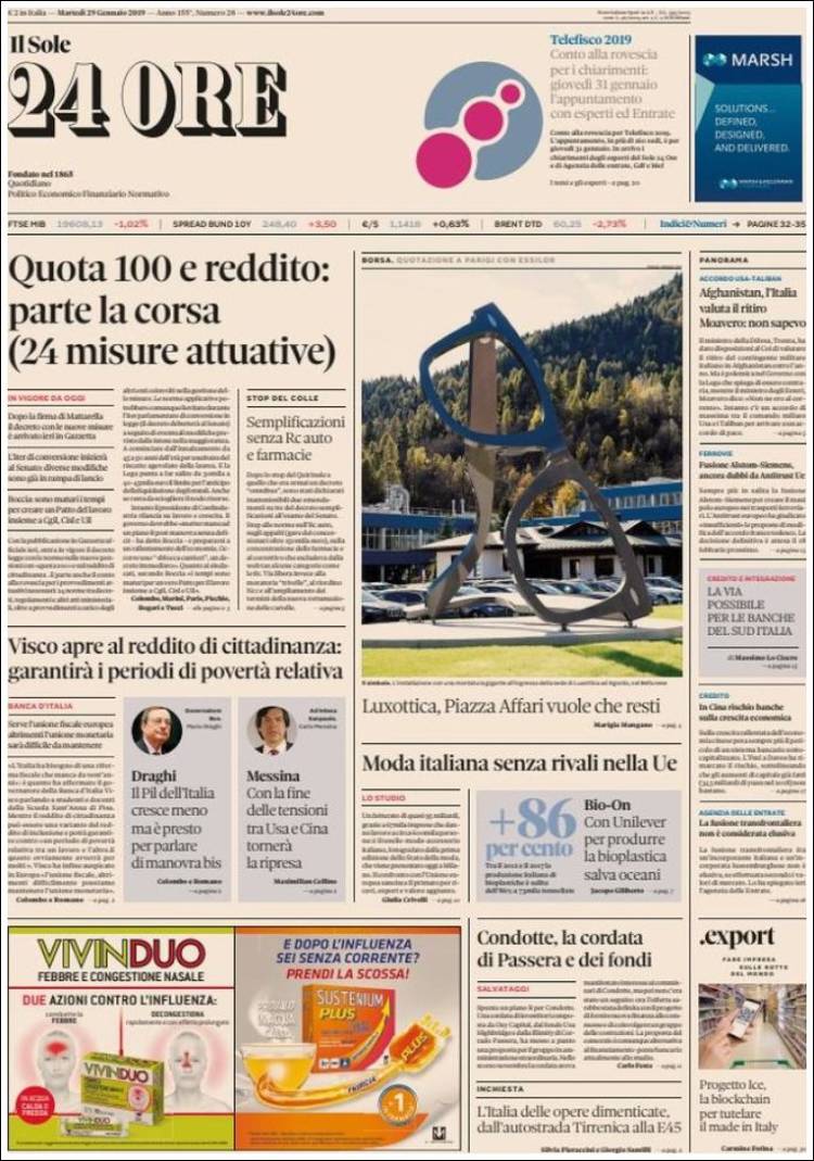Portada de Il Sole 24 ORE (Italia)