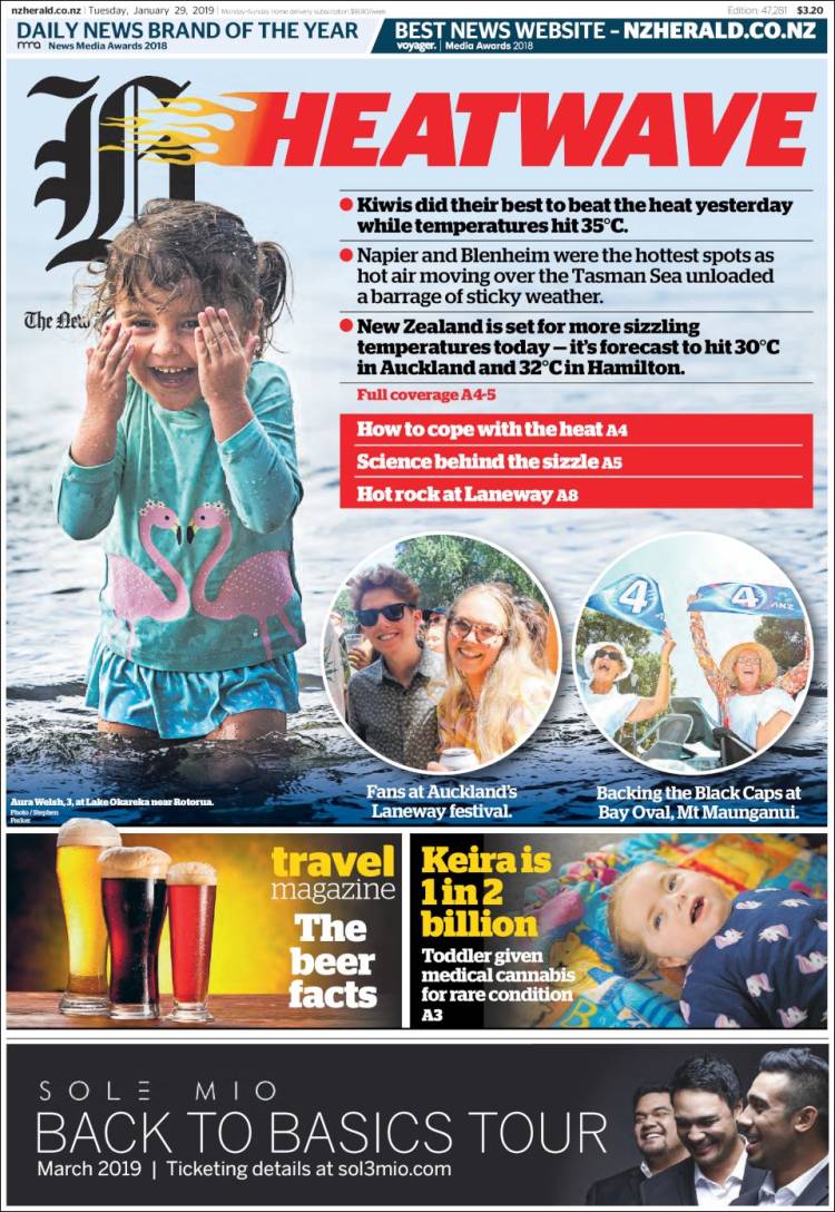 Portada de The New Zealand Herald (Nueva Zelanda)