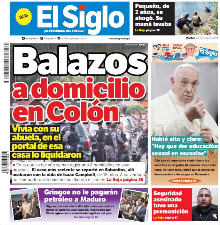 Portada de El Siglo (Panam&aacute;)