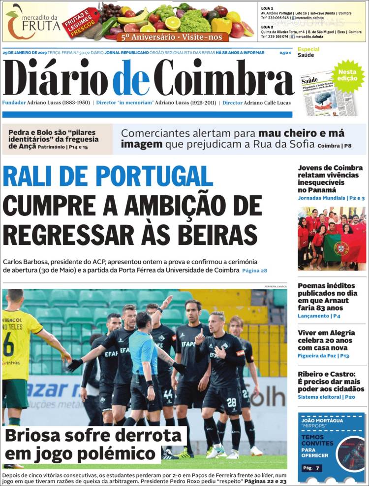 Portada de Diário de Coimbra (Portugal)