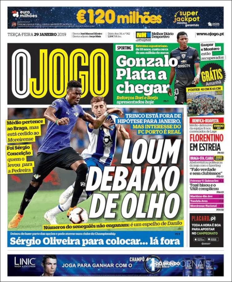 Portada de O Jogo (Portugal)