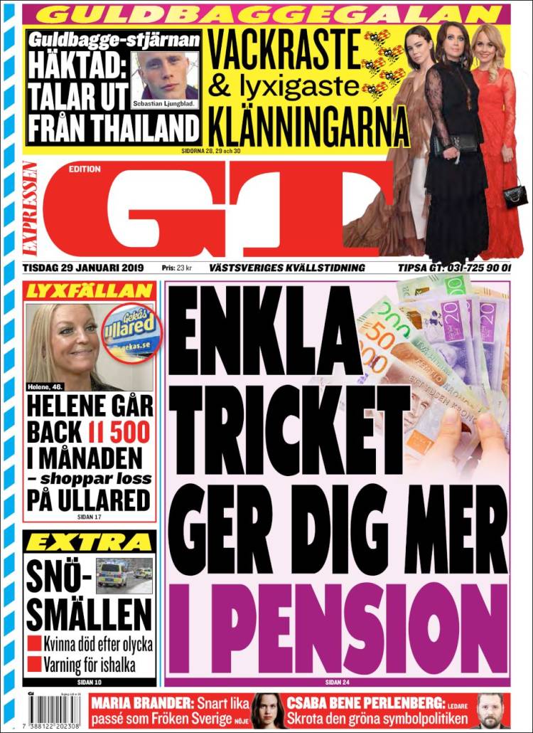 Portada de Göteborgstidningen (Suecia)