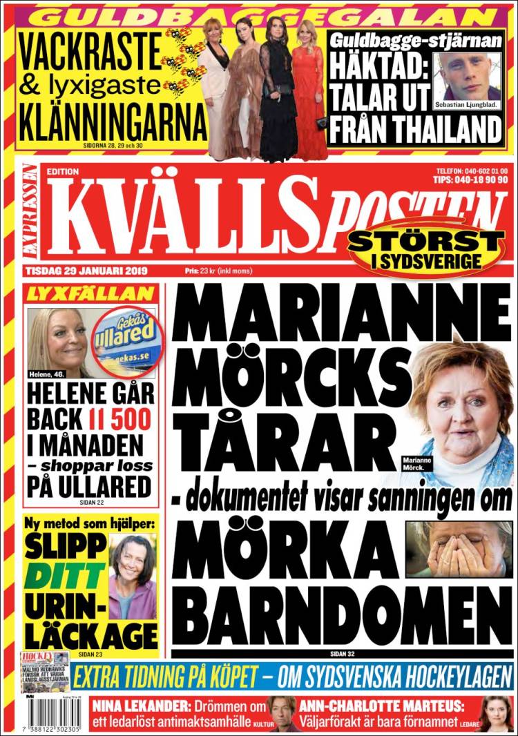 Portada de Kvällsposten (Suecia)