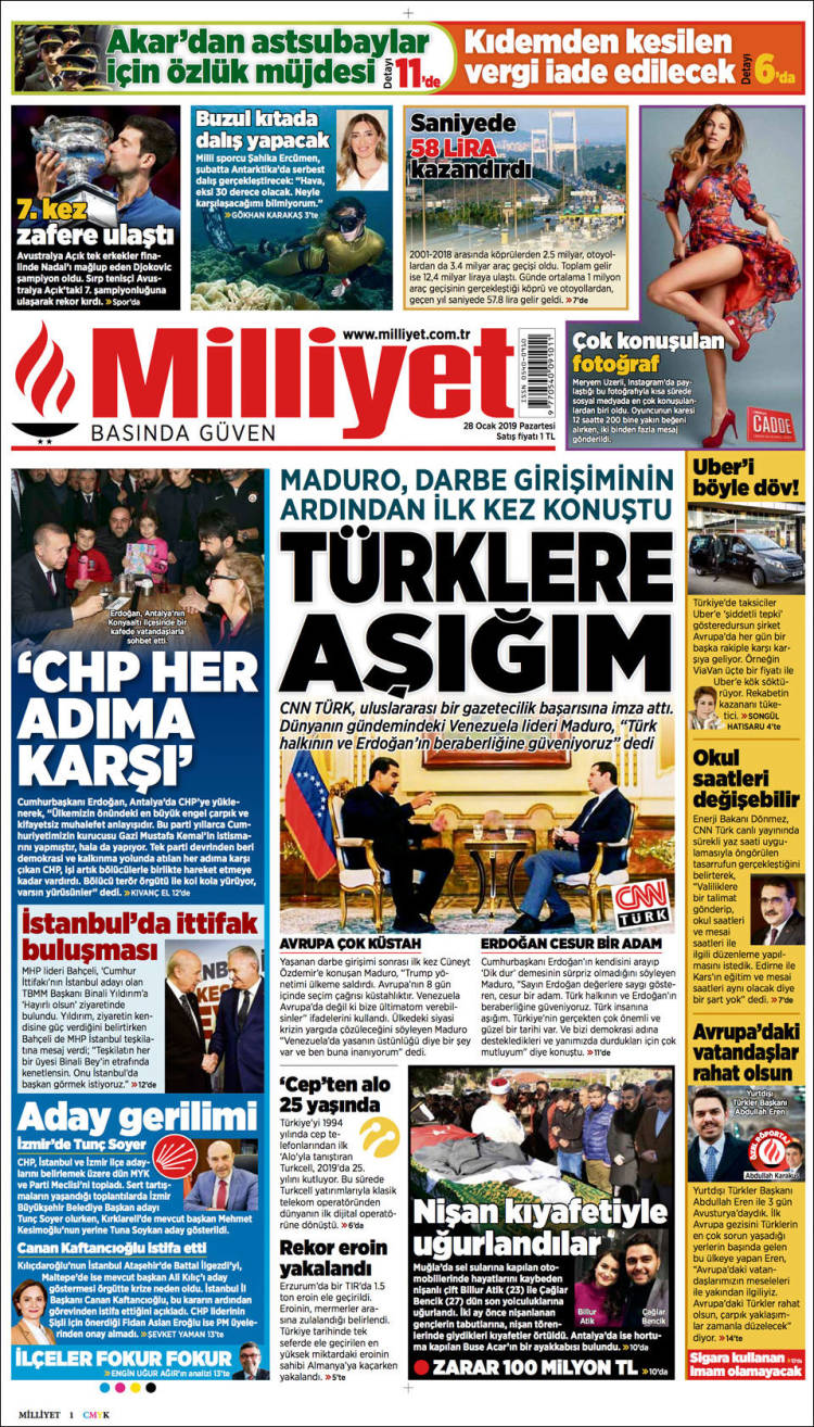 Portada de Milliyet (Turqu&iacute;a)