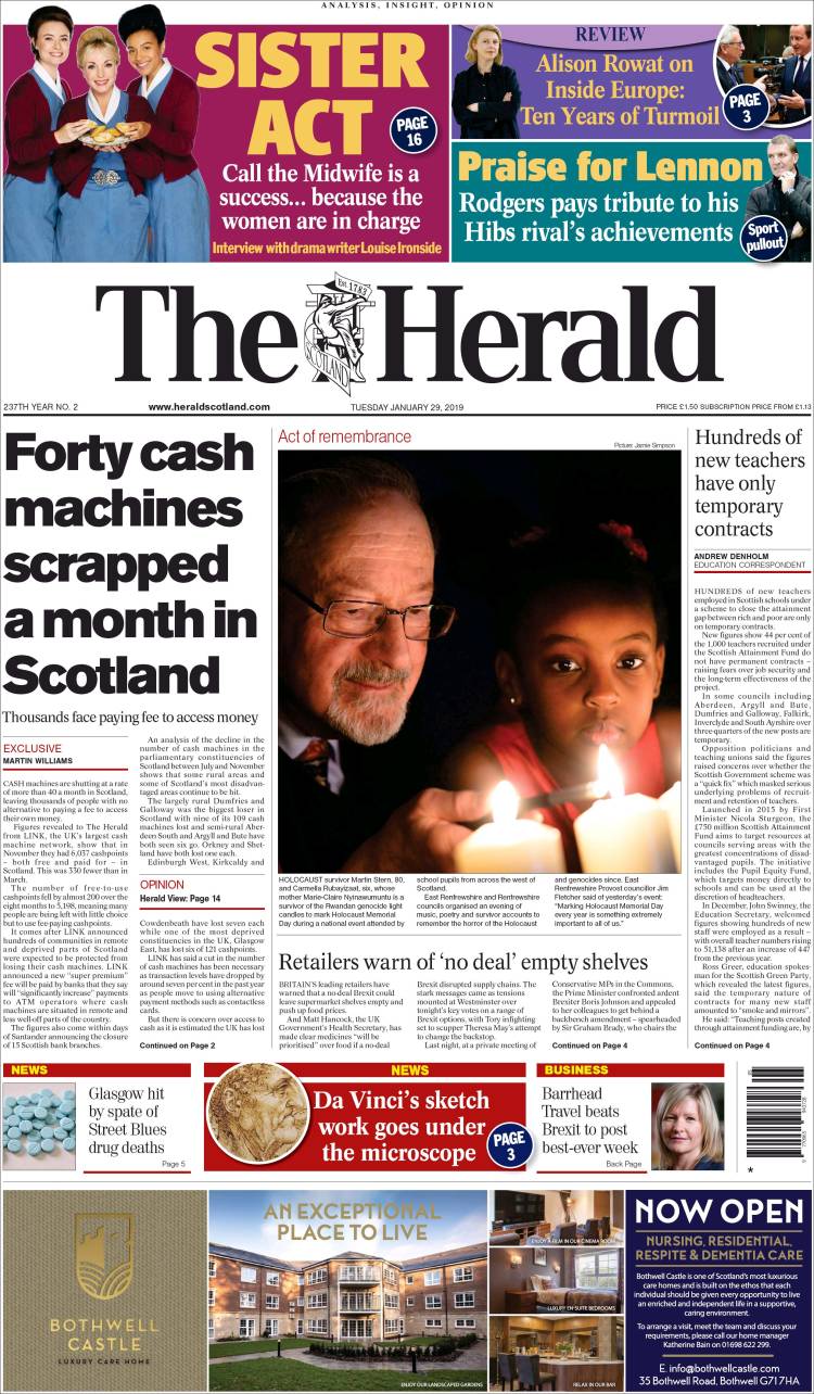 Portada de The Herald (Reino Unido)