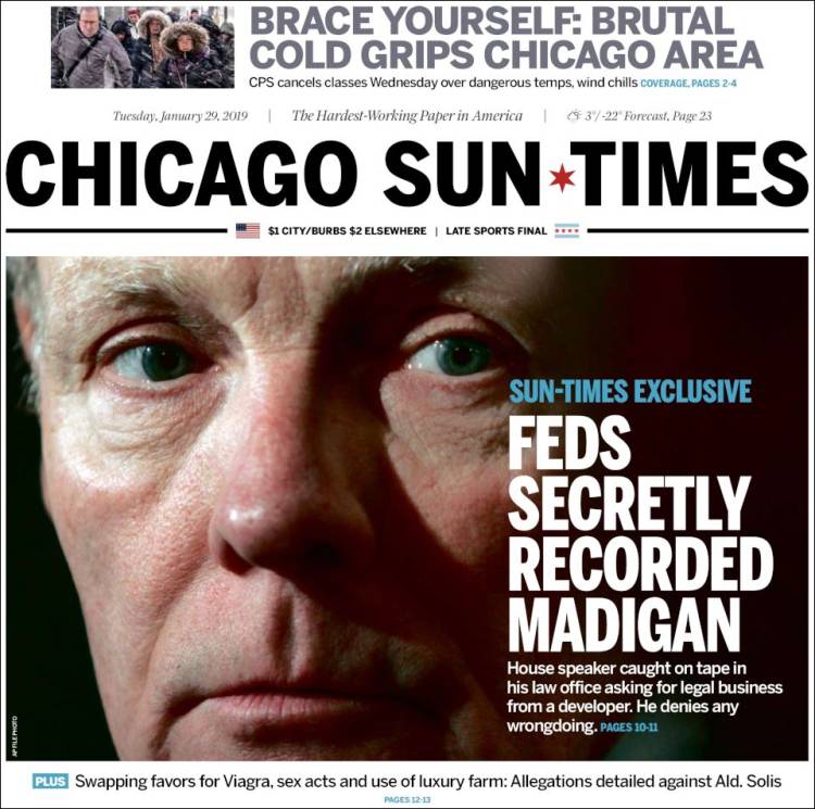 Portada de Chicago Sun-Times (USA)