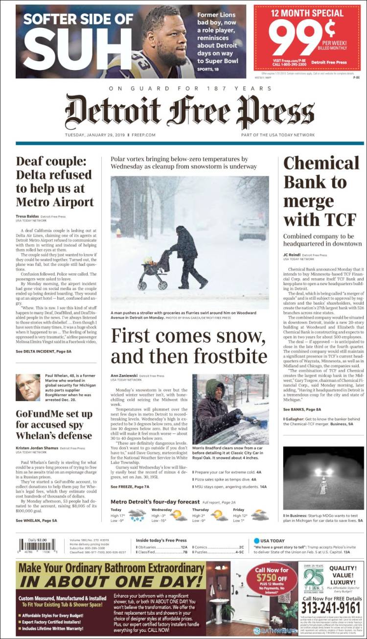 Portada de Detroit Free Press (USA)