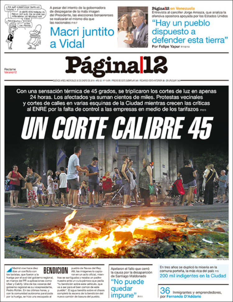 Portada de Página/12 (Argentina)