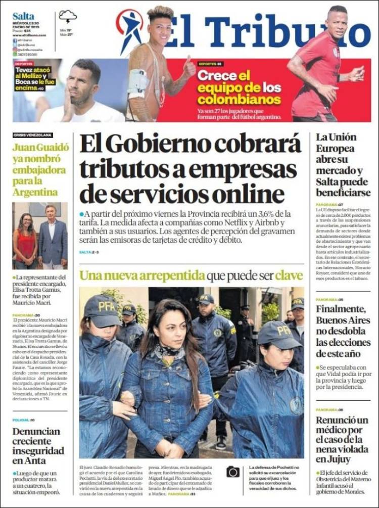 Portada de El Tribuno - Salta (Argentina)