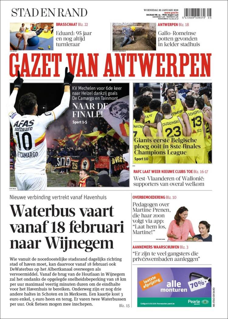 Portada de Gazet van Antwerpen (B&eacute;lgica)