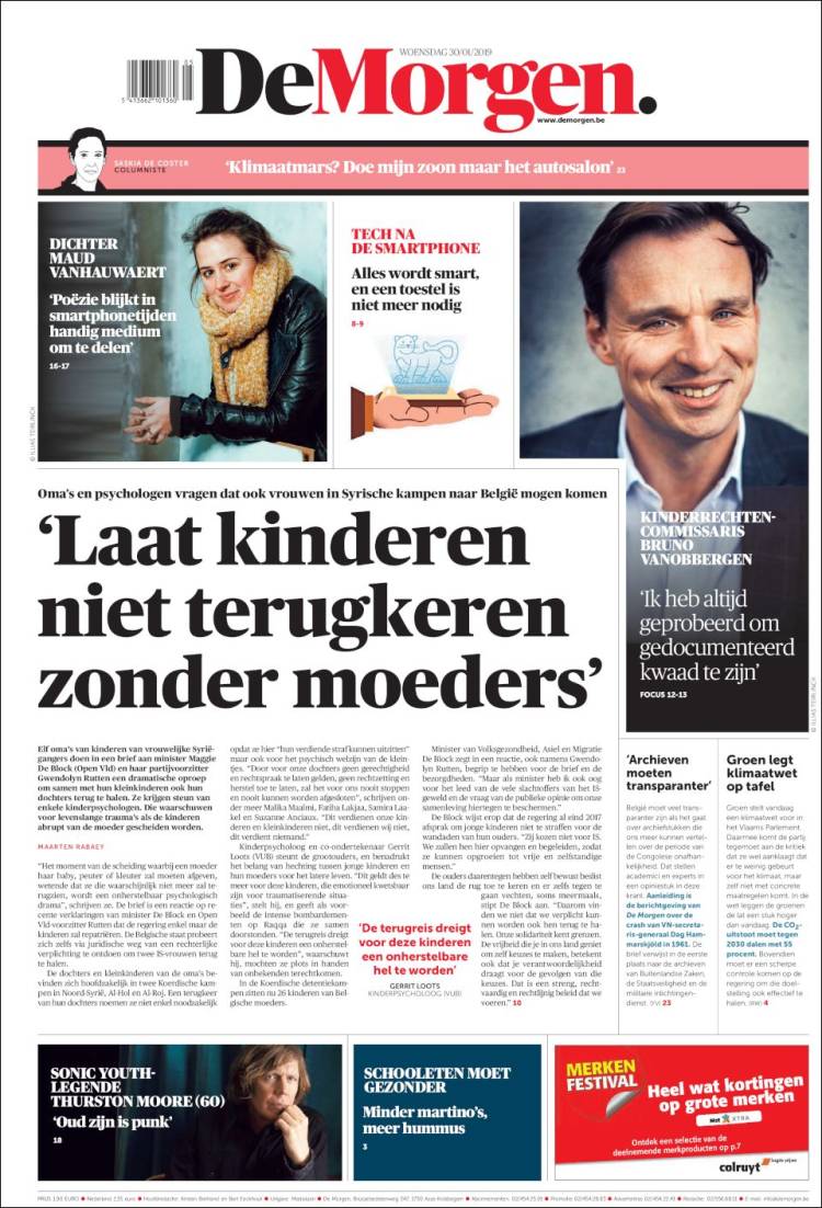 Portada de De Morgen (B&eacute;lgica)