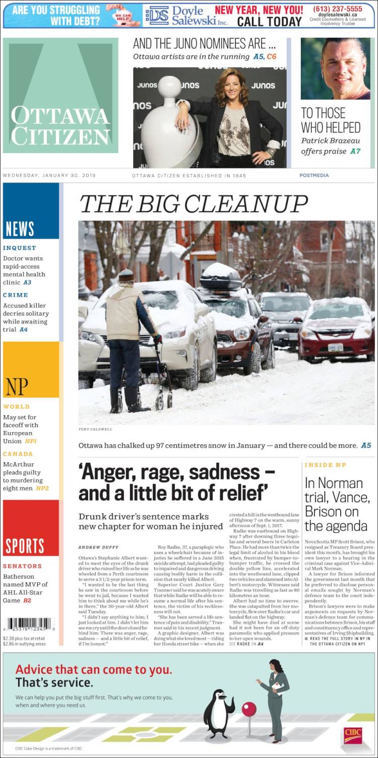 Portada de Ottawa Citizen (Canadá)