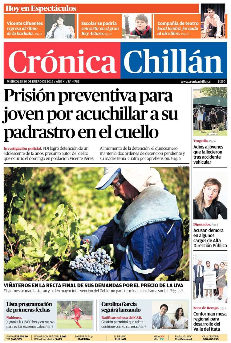 Portada de Crónica Chillán (Chile)