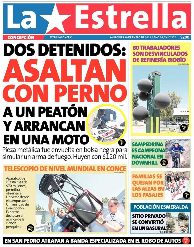 Portada de La Estrella de Concepción (Chile)