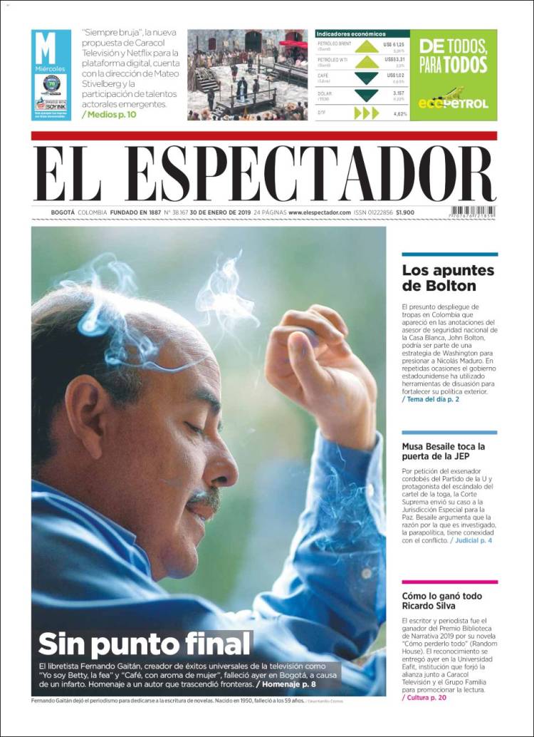 Portada de El Espectador (Colombia)