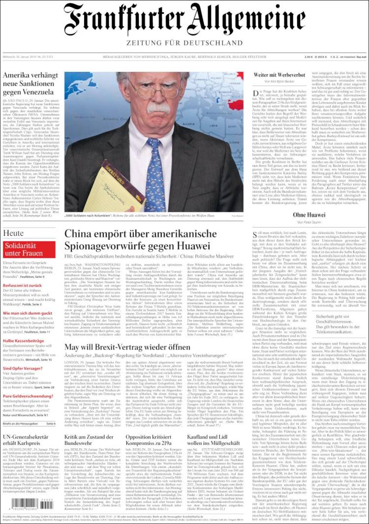Portada de Frankfurter Allgemeine (Alemania)