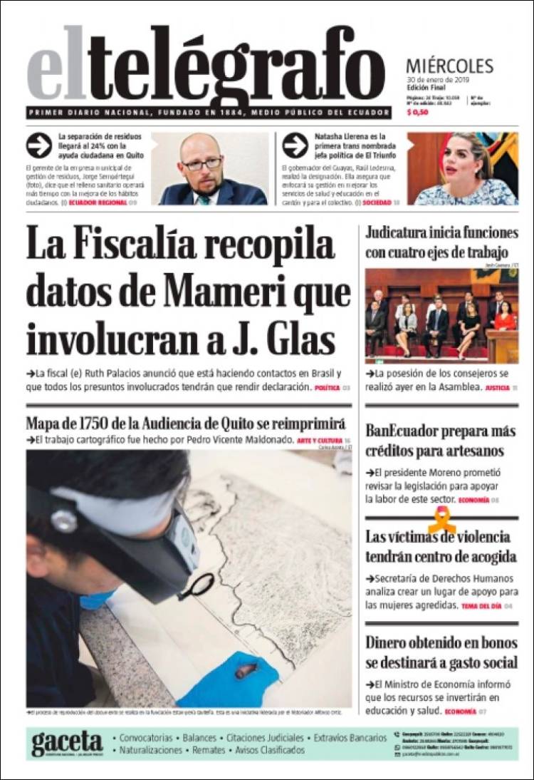 Portada de El Telégrafo (Ecuador)