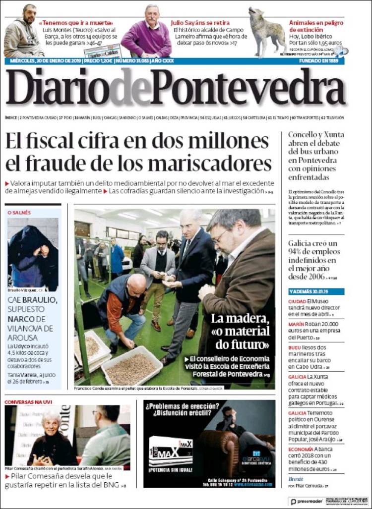 Portada de Diario de Pontevedra (España)