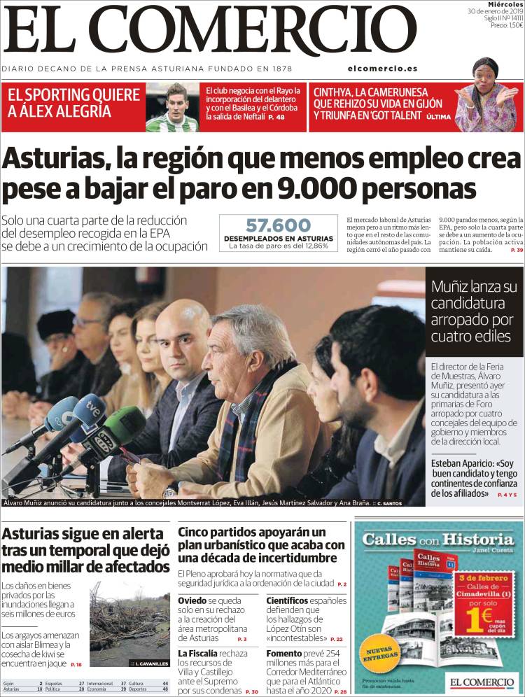 Portada de El Comercio (España)