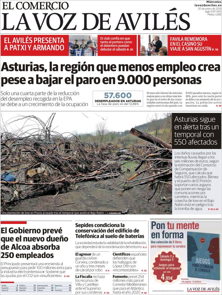 Portada de El Comercio - Avilés (España)