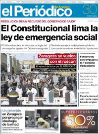 Portada de El Periódico de Aragón (España)