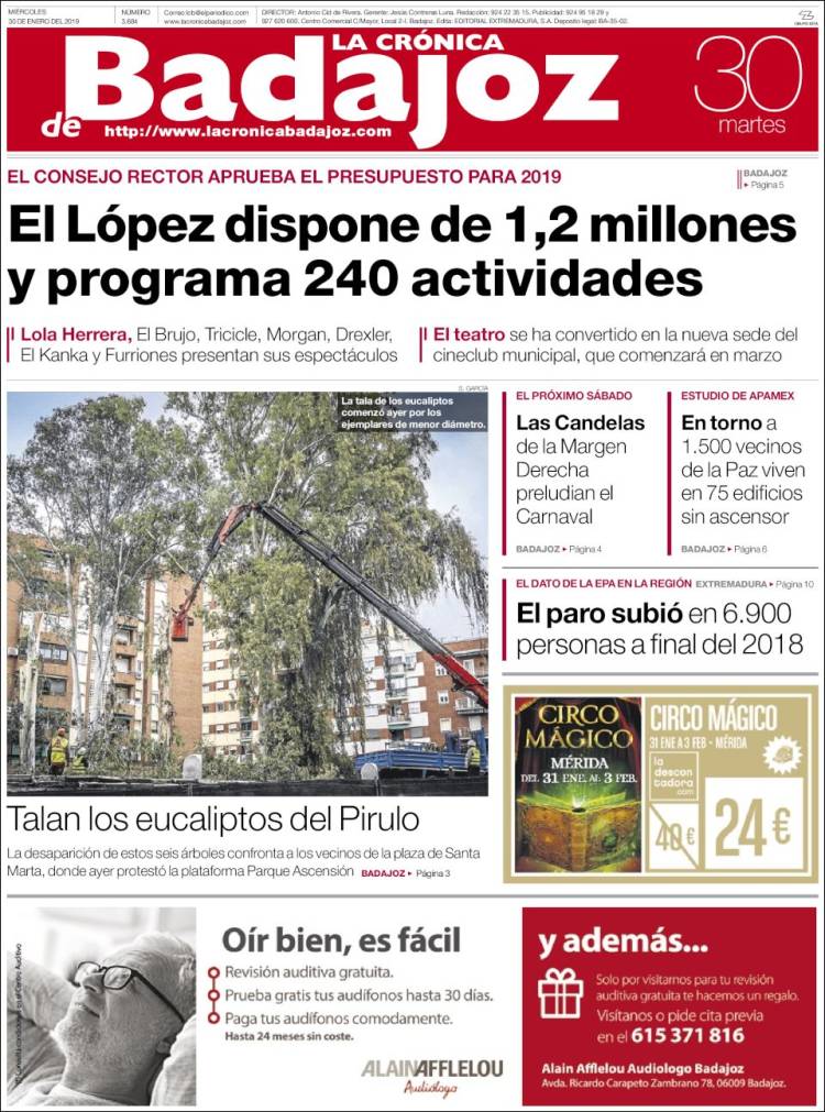 Portada de El Periódico de Extremadura (España)