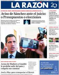 Portada de La Razón (España)