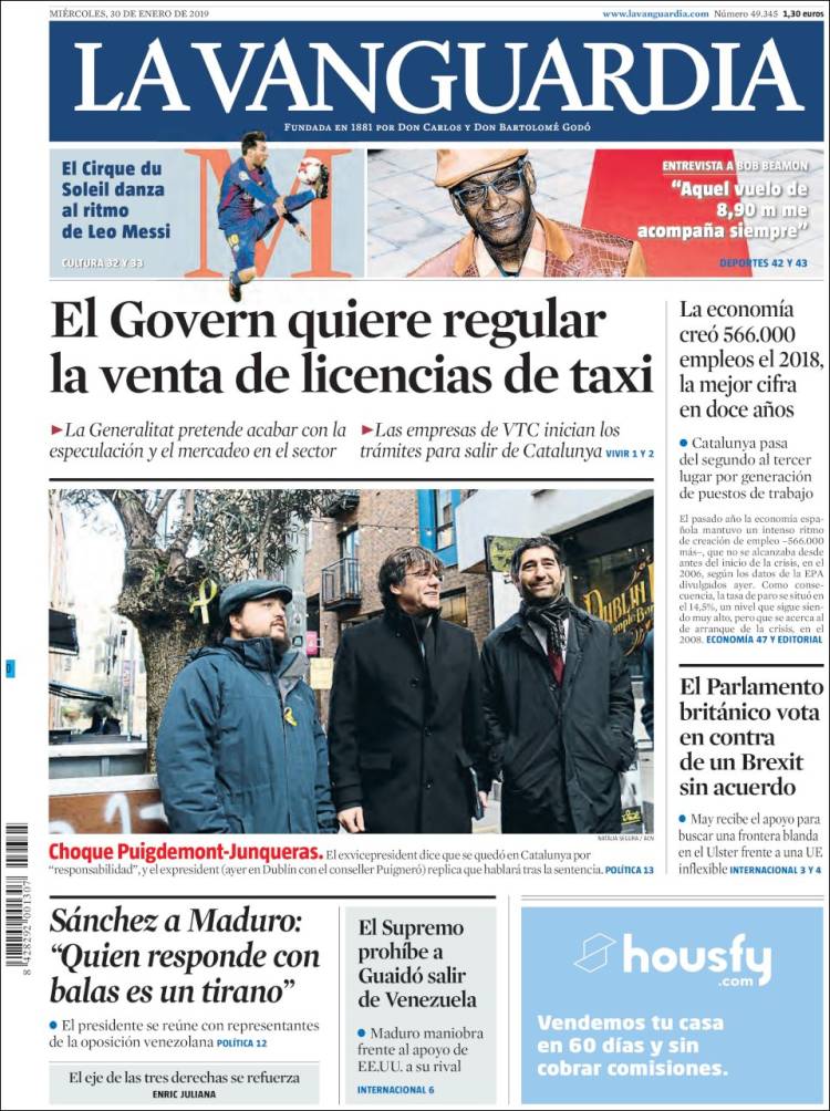 Portada de La Vanguardia (España)