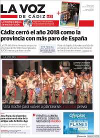 Portada de La Voz de Cádiz (España)