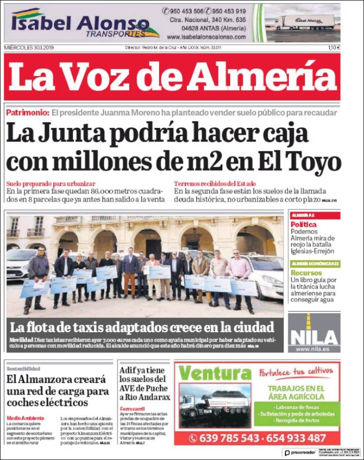Portada de La Voz de Almería (Espa&ntilde;a)