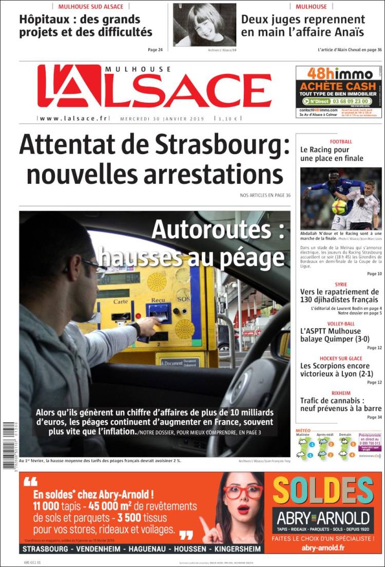 Portada de Journal L'Alsace (France)