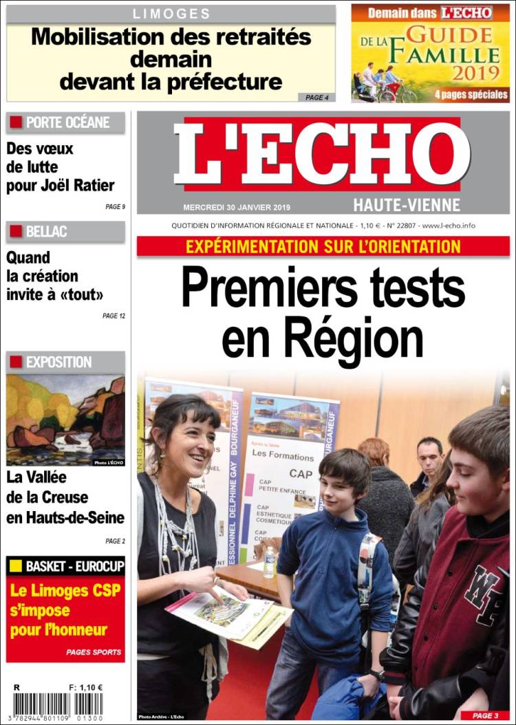 Portada de L'Echo de la Haute-Vienne (France)