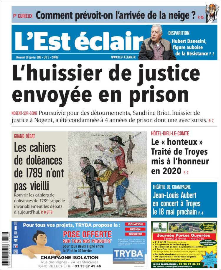 Portada de L'Est Eclair (France)