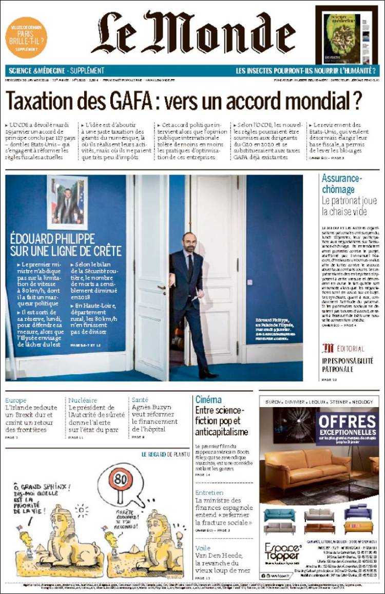 Portada de Le Monde (France)