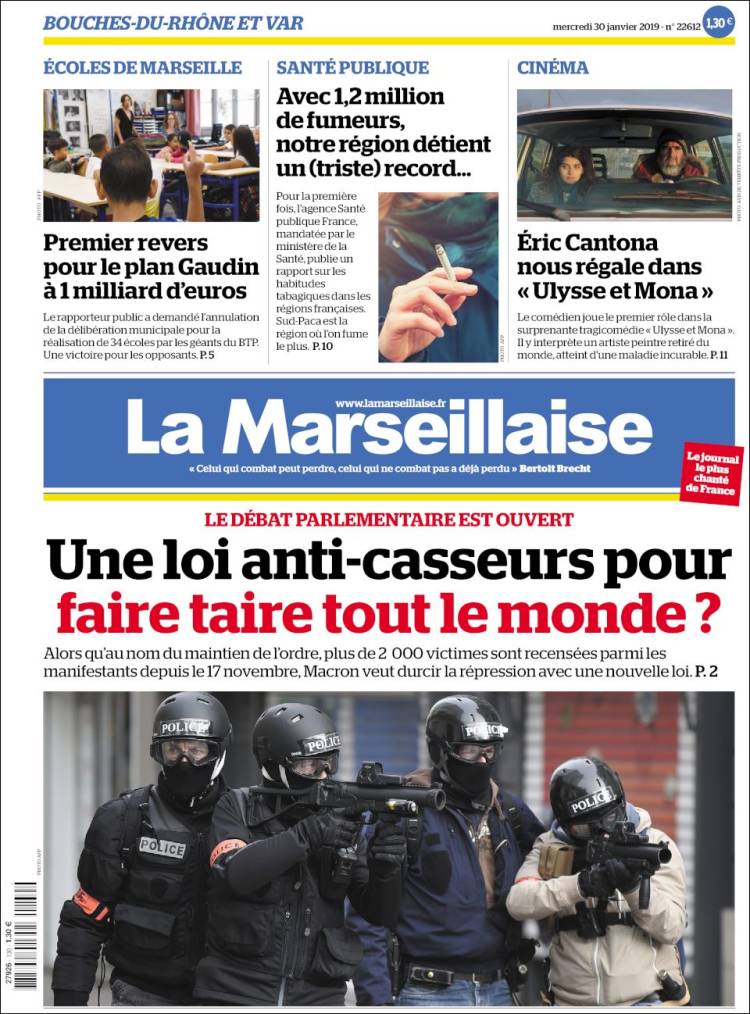 Portada de La Marseillaise (Francia)