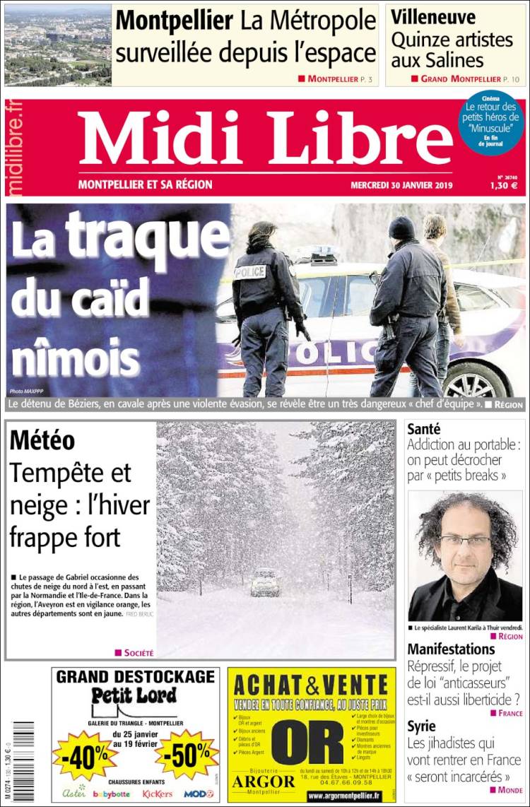 Portada de Midi Libre (Francia)