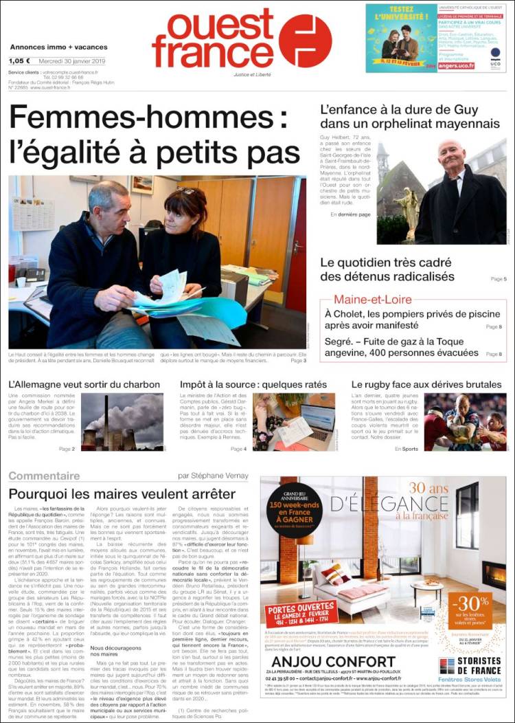 Portada de Ouest France (France)