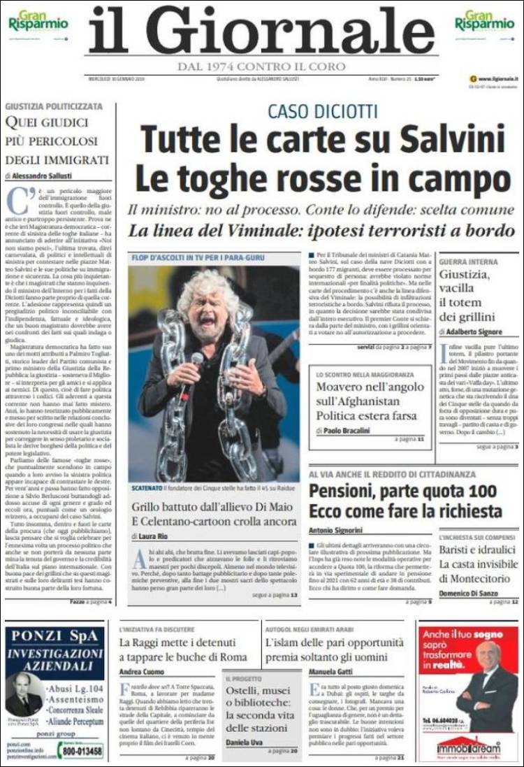 Portada de il Giornale (Italia)