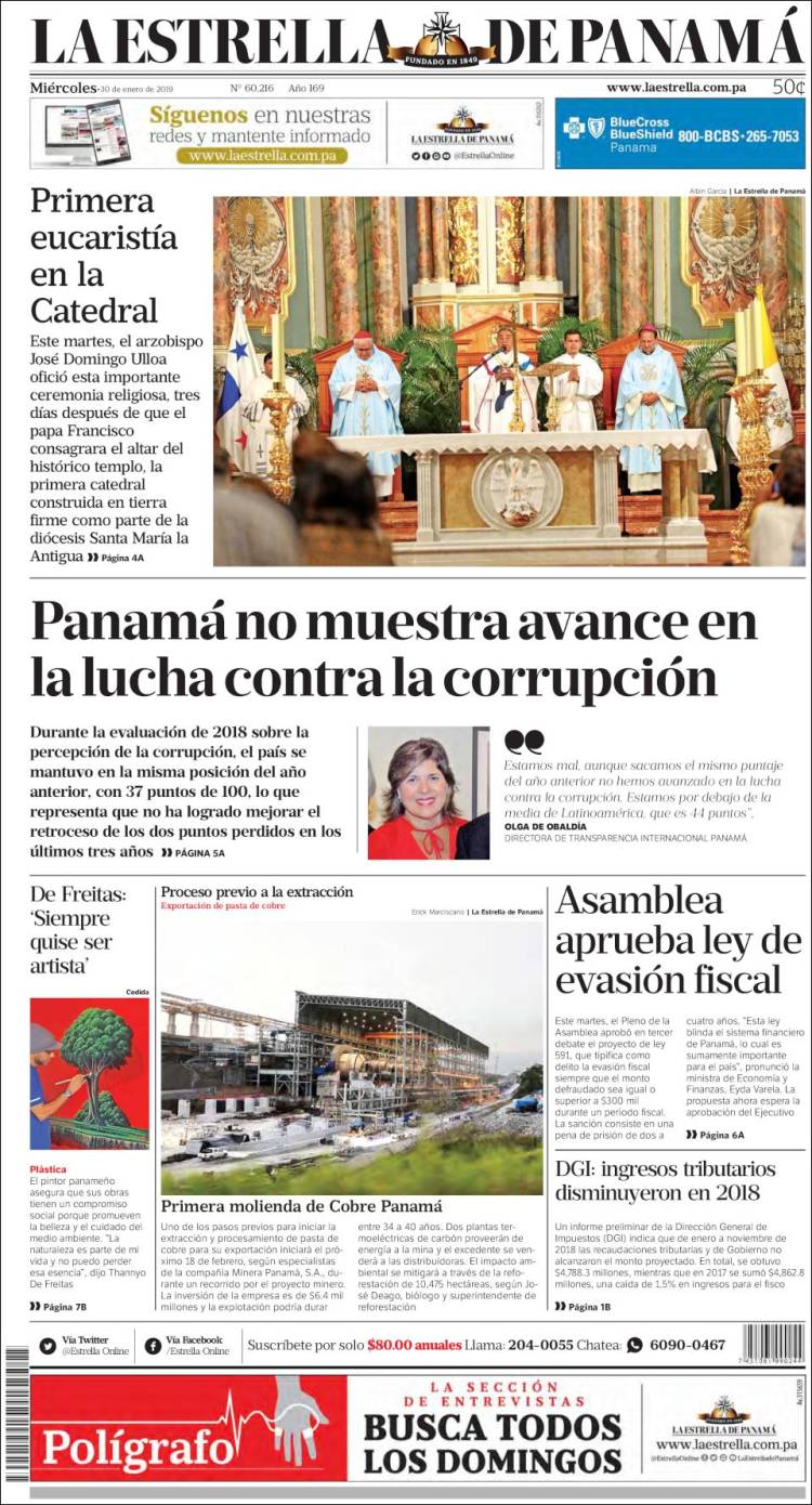 Portada de La Estrella de Panamá (Panam&aacute;)