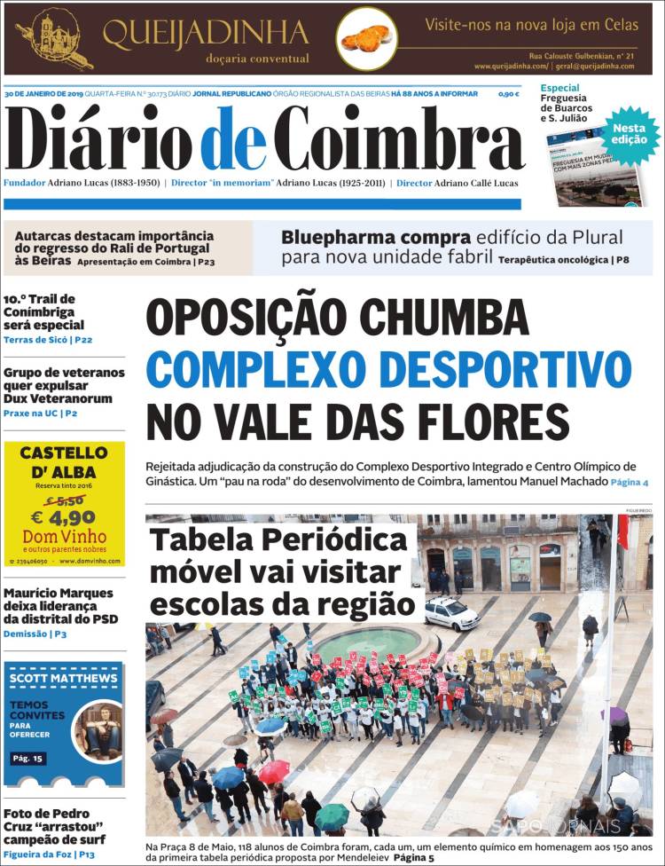 Portada de Diário de Coimbra (Portugal)