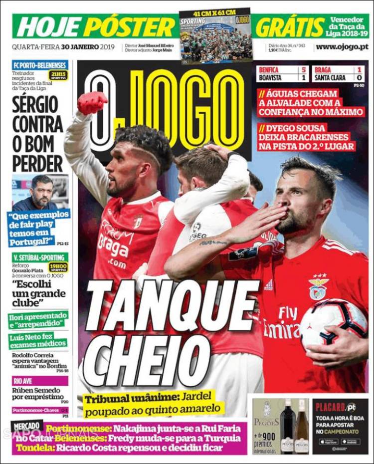Portada de O Jogo (Portugal)