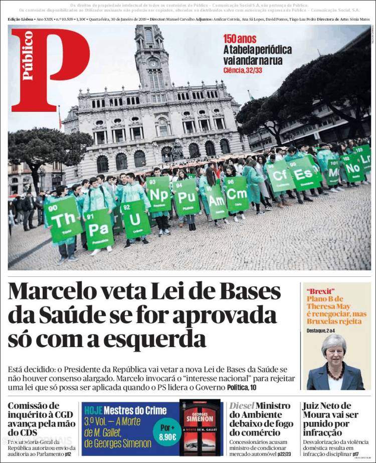 Portada de Público (Portugal)
