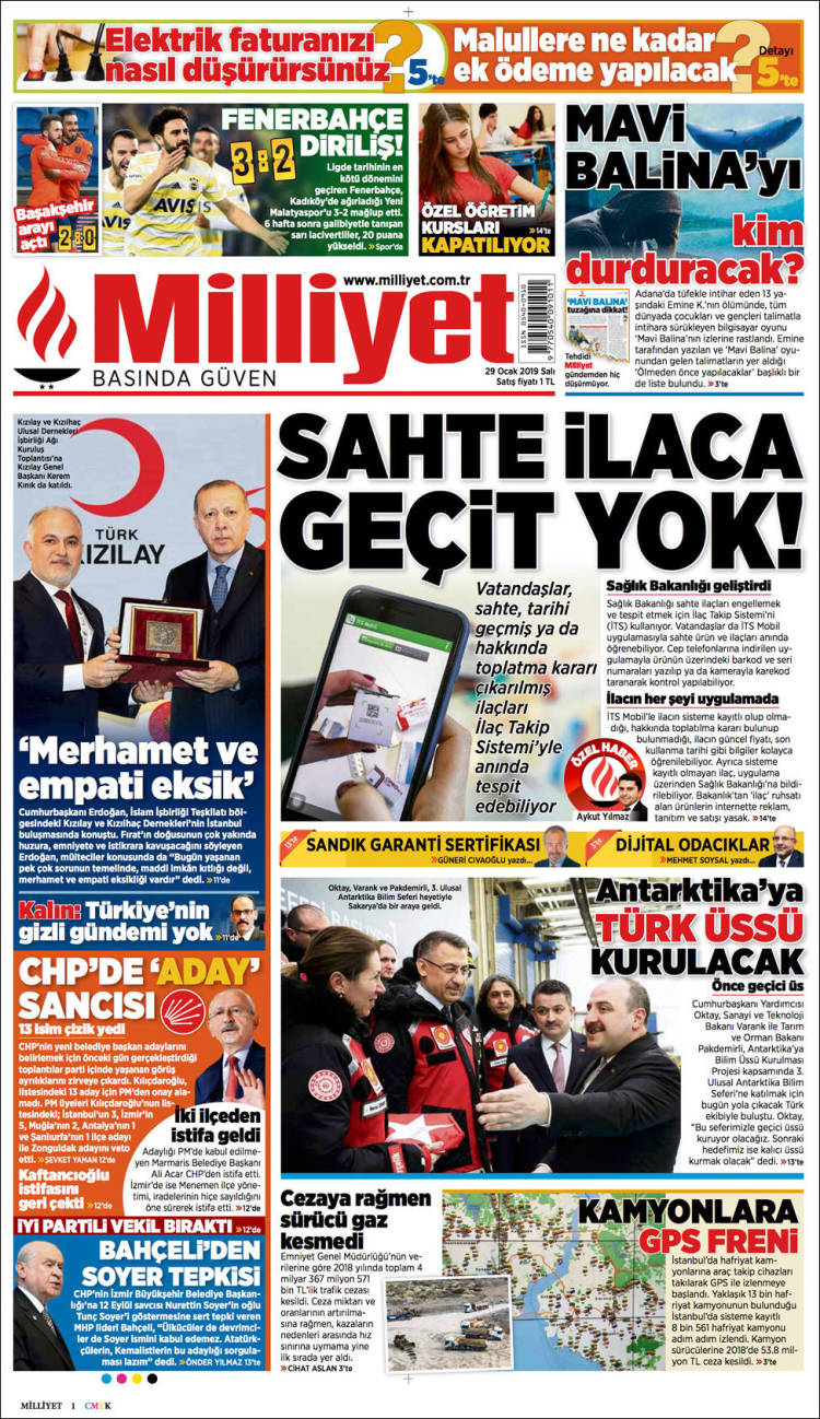 Portada de Milliyet (Turqu&iacute;a)