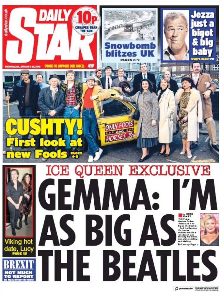 Portada de Daily Star (Reino Unido)