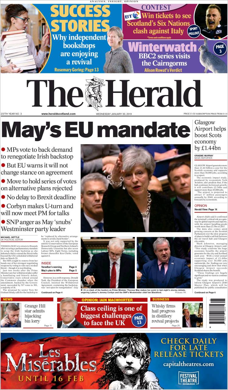 Portada de The Herald (Reino Unido)