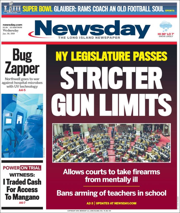 Portada de Newsday (USA)