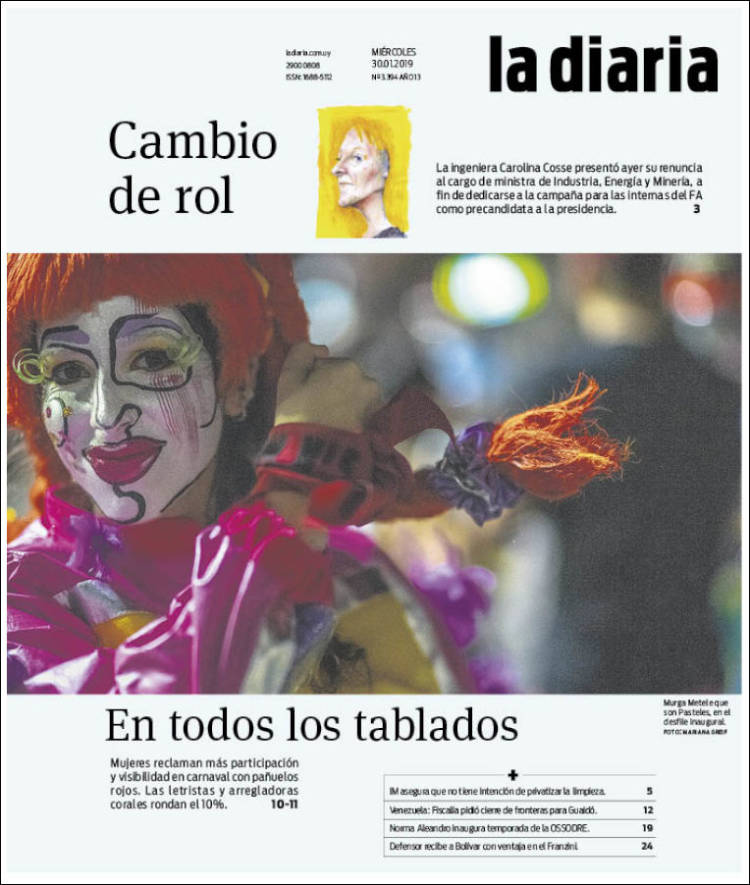 Portada de La Diaria (Uruguay)